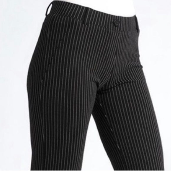 Betabrand Black Pinstripe Boot Cut Women's Yoga Dress Pants in Size Medium Long - Picture 2 of 5